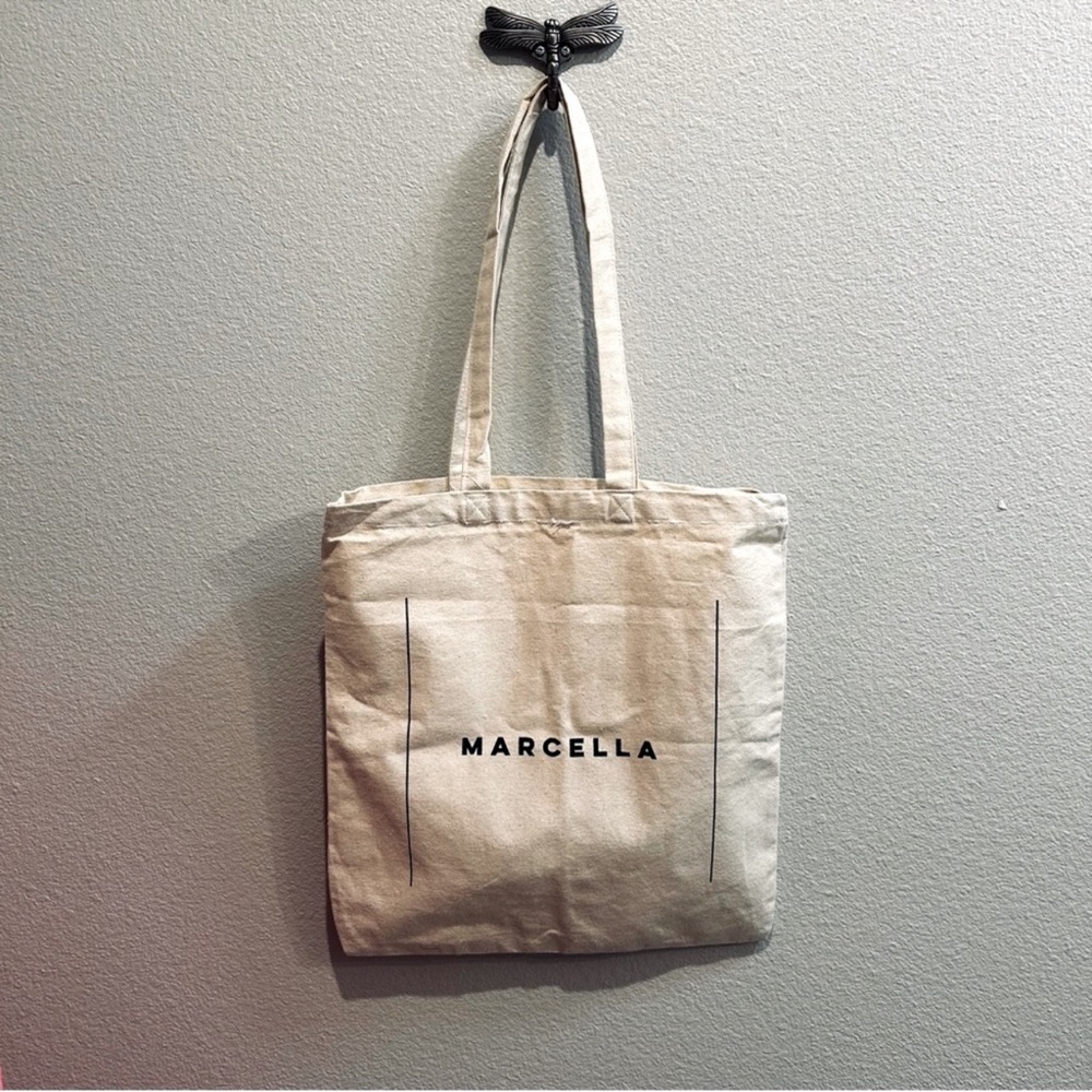 Marcella × CAMFED minimalist neutral canvas tote bag